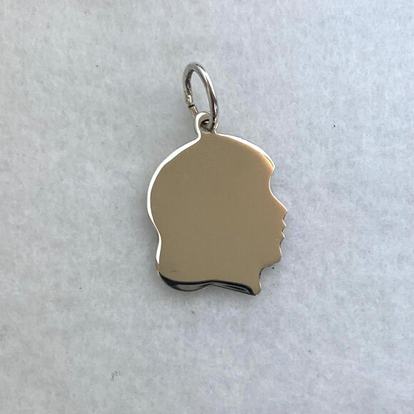 Sterling Silver 925 Female Girl Child Silhouette Profile Engravable Charm - Picture 11 of 11